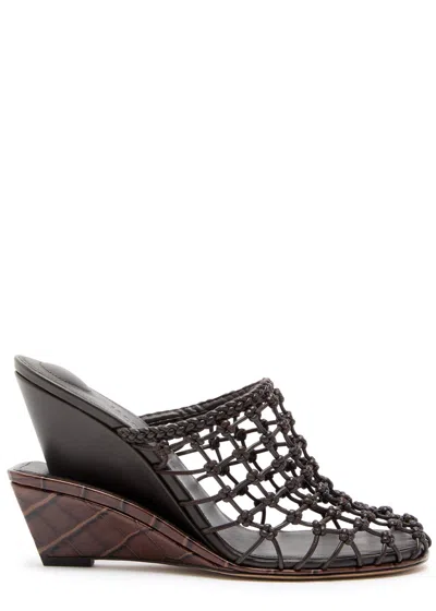 JACQUEMUS JACQUEMUS LES DOUBLES WOVEN LEATHER WEDGE MULES