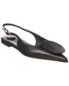 Jacquemus Duelo Slingback Leather Flats In Black