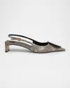 Jacquemus Les Duelo Snake-effect Slingback Pumps In Silver