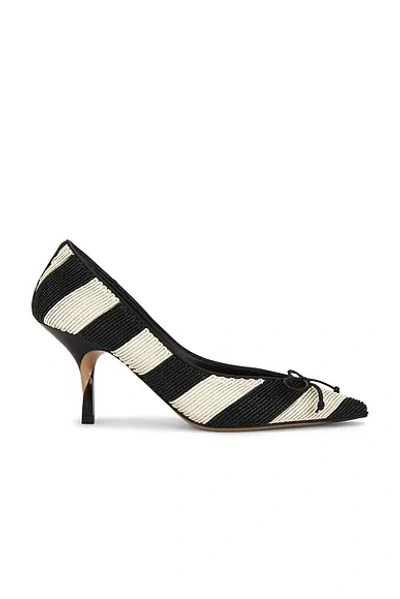 Jacquemus Les Escarpins Tourni 80 Striped Faux Raffia Pumps In Black