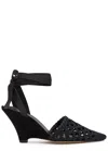 Jacquemus Les Espadrilles 80 Macramé Wedge Sandals In Black
