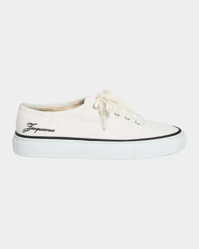 Jacquemus Les Fefe Canvas Low-top Boat Sneakers In White