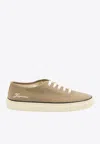 Jacquemus Cotton Low-top Sneakers With Embroidered Logo In Brown