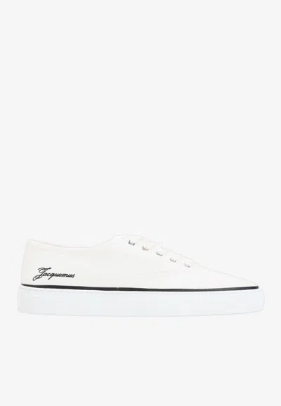Jacquemus Les Fefe Logo-embroidered Canvas Sneakers In White