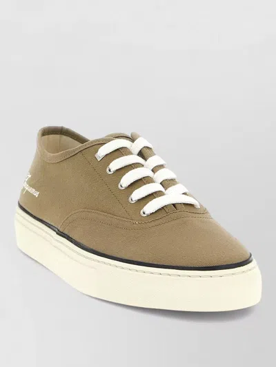 Jacquemus Cotton Low-top Sneakers With Embroidered Logo In Brown