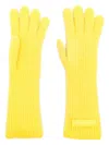 Jacquemus Grosgrain Wool Gloves In Yellow