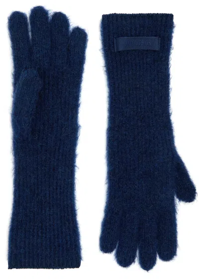 Jacquemus Les Gants Gros Grain Alpaca-blend Gloves In Blue