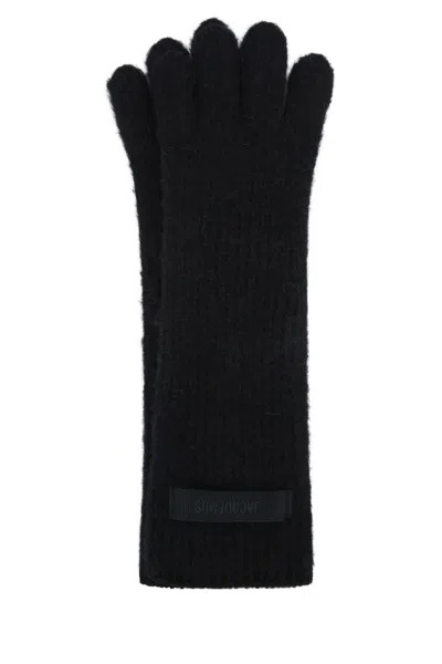 Jacquemus Grosgrain Wool Gloves In Black