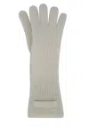 Jacquemus Long Ribbed Texture Gloves In Gray