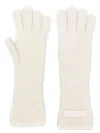 Jacquemus Ribbed Wool Gloves With Grosgrain Logo Detail In White