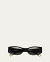 Jacquemus Les Lunettes Acetate Oval Sunglasses In Black Yellow Gold Grey
