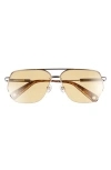 Jacquemus Les Lunettes Aviador Sunglasses In Silver/wood Effect/brown