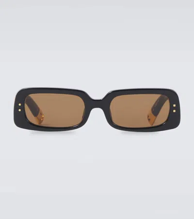 Jacquemus Les Lunettes Azzuro Rectangular Sunglasses In Black