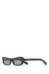 Jacquemus Angular Black Calf Leather Sunglasses With Tinted Lenses In Black