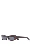 Jacquemus Rectangular Brown Frame Sunglasses With Textured Pattern In Brown