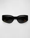 Jacquemus Les Lunettes Gala Acetate Oval Sunglasses In Black Yellow Gold Grey