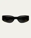 Jacquemus Les Lunettes Gala Acetate Oval Sunglasses In Black Yellow Gold Grey
