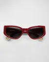 Jacquemus Les Lunettes Gala Acetate Oval Sunglasses In Burgundy Yellow Gold Grey