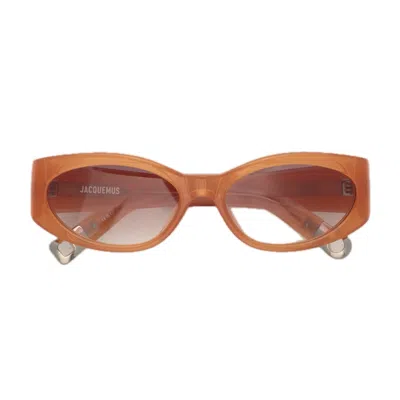 Jacquemus Les Lunettes Jac4 Ovalo Linea Les Sculptures C10 Milky Amber Sunglasses In Orange