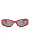 Jacquemus Les Lunettes Ovalo Oval-frame Sunglasses In Red