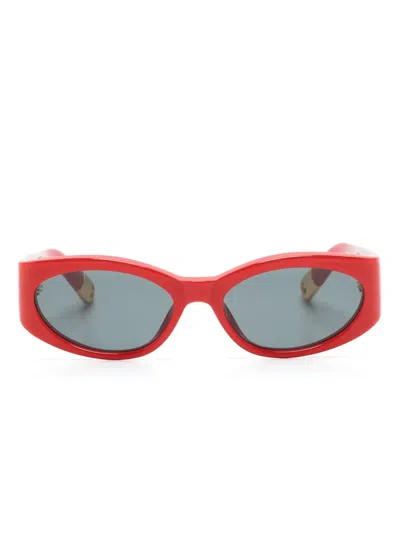 Jacquemus Les Lunettes Ovalo Oval-frame Sunglasses In Red