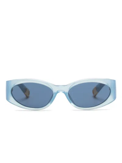 Jacquemus Les Lunettes Ovalo Sunglasses In Blue