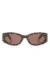 Jacquemus Narrow Oval Leopard Print Sunglasses In Brown