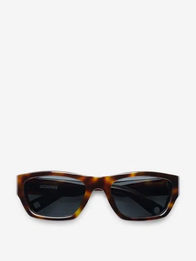 Jacquemus Les Lunettes Pilota Rectangular Sunglasses In Brown