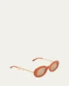 Jacquemus Les Lunettes Pralu Oval Acetate Sunglasses In Multi-orange