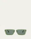 Jacquemus Les Lunettes Soli Acetate Rectangle Sunglasses In Multi-green