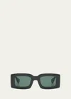 Jacquemus Les Lunettes Tupi Acetate Rectangle Sunglasses In Green