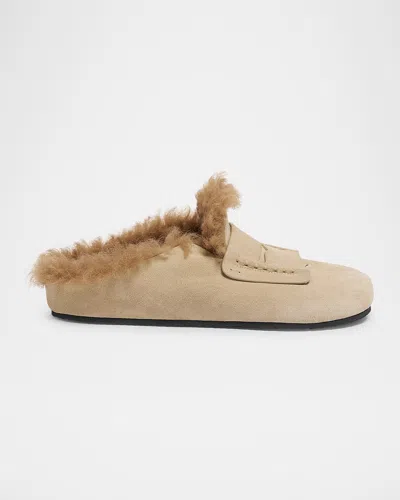Jacquemus Les Mocassin Suede Mules In Neutral