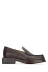 Jacquemus Leather Loafers With Round Toe And Stitching In Brown