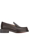 Jacquemus Leather Loafers With Round Toe And Stitching In Brown