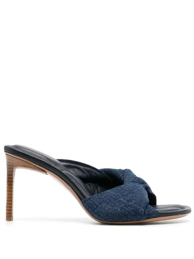 Jacquemus Les Mules Bagnu Twisted Denim Sandals In Blue