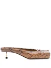 Jacquemus Le Ballet 35 Python Print Leather Square Mules In Brown