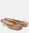 Jacquemus Le Ballet 35 Python Print Leather Square Mules In Brown