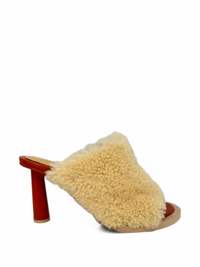 Pre-owned Jacquemus Les Mules Carrés Ronds Shearling Sandals In Neutrals