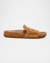 Jacquemus Suede Leather Moccasin-style Sandals In Camel