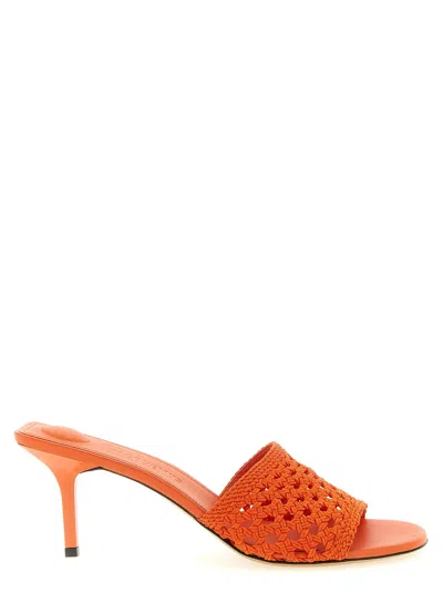 Jacquemus Woven Orange Sandals With Low Kitten Heel