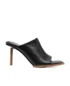 Jacquemus Stiletto Heel Leather Open Toe Mules In Black