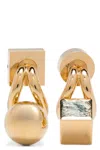 Jacquemus Les Puces Nodo Metallic Earings With Rear Butterfly Closure And Rhinestoned Charm In Brass Woman In Gold