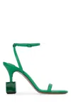 Jacquemus Sculpted Heel Leather Sandals In Green