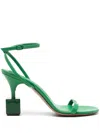 Jacquemus Sculpted Heel Leather Sandals In Green