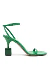 Jacquemus Sculpted Heel Leather Sandals In Green