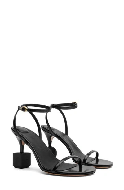 Jacquemus Bisou 90 Geometric Heel Sandals In Black