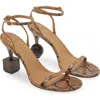 Jacquemus Bisou 90 Python Print Leather Sandals In Light Brown 810