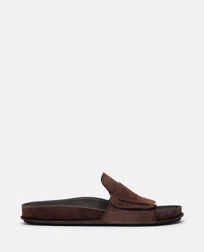 Jacquemus Mocassin Suede Slides In Brown