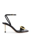Jacquemus Crocodile Embossed Stiletto Heel Sandals In Black