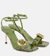 Jacquemus Python-print Leather Sandals In Green